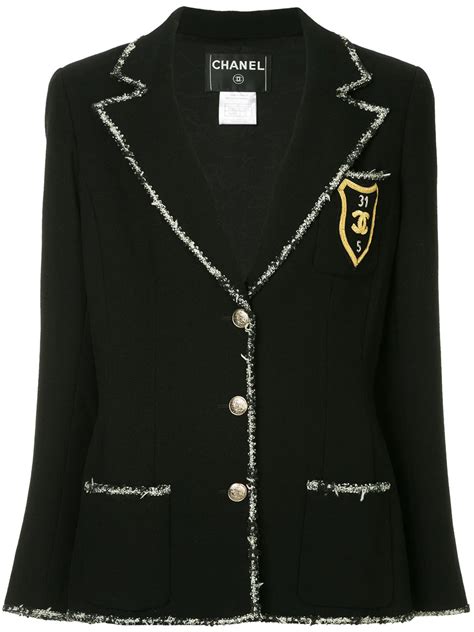 chanel style black blazer womens|pre owned Chanel jackets.